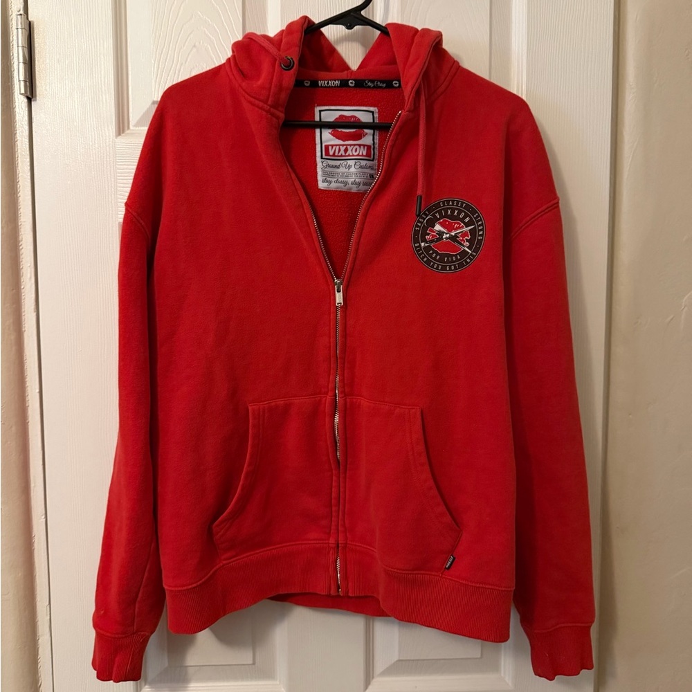 Vixxon by Dixxon Medium Red Zip-Up Hoodie with Logo